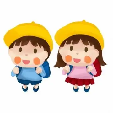 两个超可爱的卡通小学生png图片素材