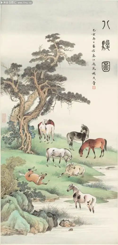 八骏图近现代胡成荣