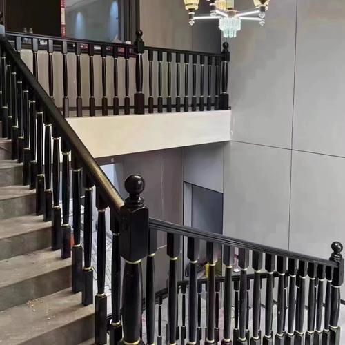 黑白美人楼梯扶手护栏实木立柱栏杆室内烤漆家用简约现代阁楼中式