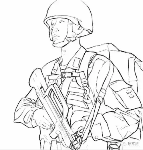 军旅手绘人物