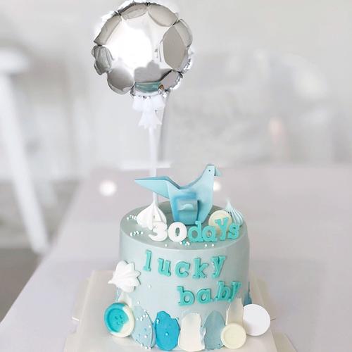 生日蛋糕装饰摆件粉蓝千纸鹤宝宝玩偶摆件烘焙派对甜品台装扮插件