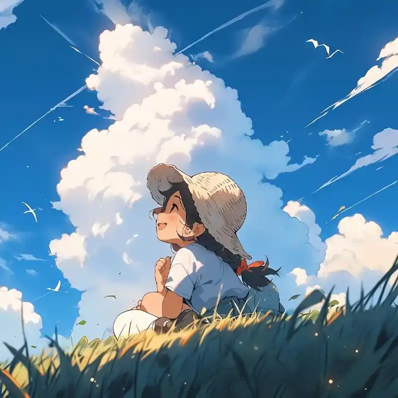 "遥望蓝天白云78,静听风声吹拂95#治愈系动漫推荐 #好图分 - 抖音