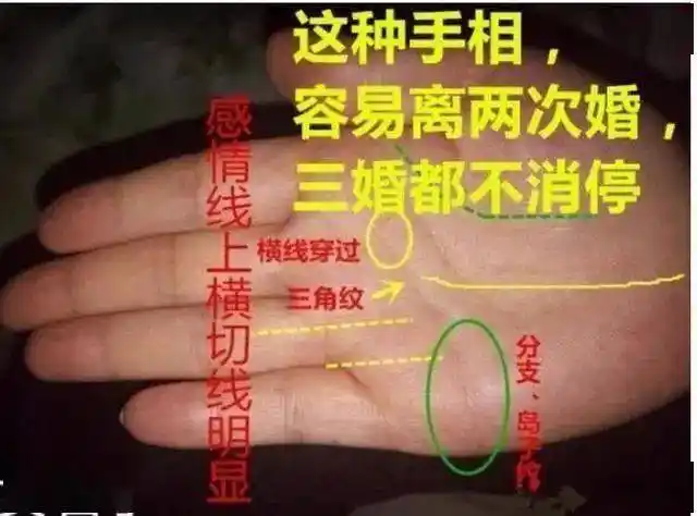 所以婚配的时候,我们可以从手相上看对方有没有二婚线,如果遇到的话