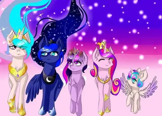 公主都由飞马和独角兽晋升小马国的公主有宇宙公主,月亮公主,音韵公主