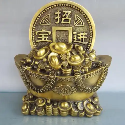 纯铜招财进宝铜金元宝摆件家居招财旺财风水工艺品摆件