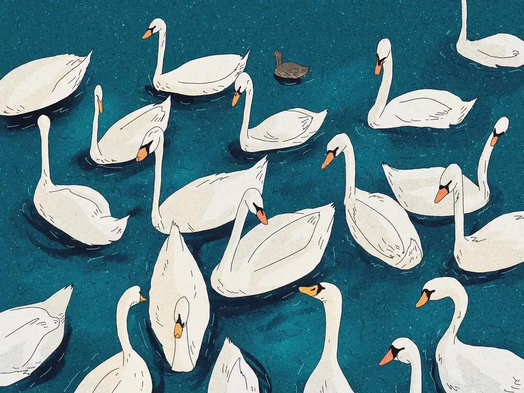 满池天鹅|手绘过程分享.#爱画画的高高 #插画 #原创作品  - 抖音