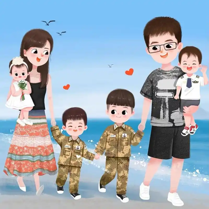 一家六口三儿一女头像～你留言我做图