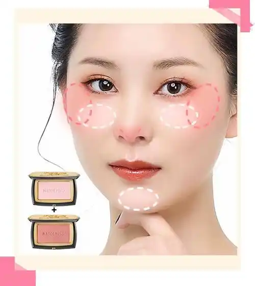 新手化妆|6种脸型腮红画法,减龄修饰脸型_下巴_颧骨