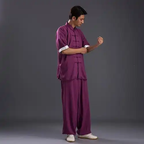 闪电客秋季太极服棉麻太极拳天麻练功服亚麻武术服装晨练服