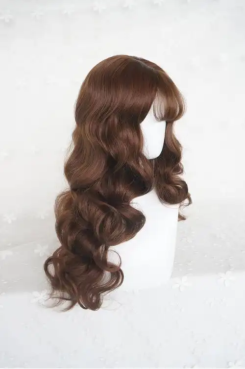假发女长卷发圆脸空气刘海收脸大波浪长发蓬松自然逼真卷发全头套_5折