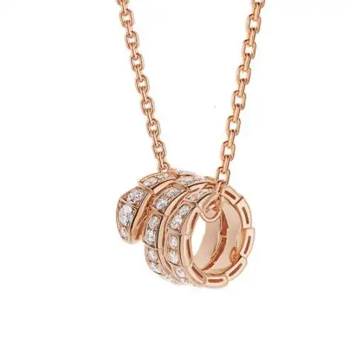 bvlgari宝格丽serpentiscaglie系列18k金玫瑰金镶有密钉钻石viper项链