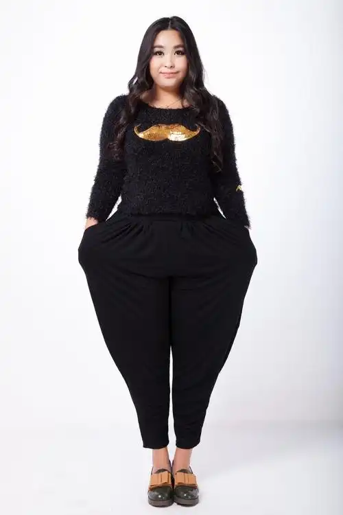 加肥加大码女装哈伦裤200斤胖mm夏装高腰宽松九分裤休闲萝卜裤女