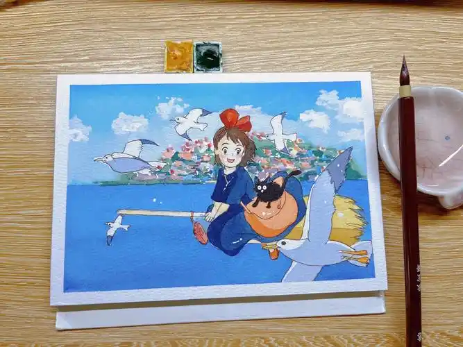 自学水彩第10天宫崎骏动画附详细过程