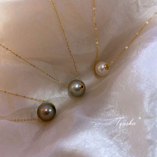 高端真金18k黄金大溪地黑珍珠天然淡水珍珠项链锁骨链超值捡漏