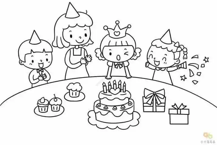 生日聚会的简笔画