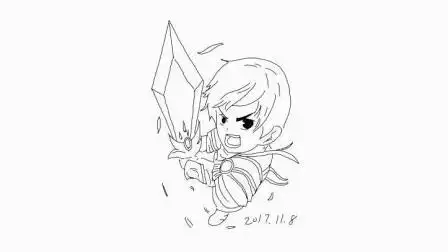 简笔画-英雄联盟lol德玛西亚盖伦2