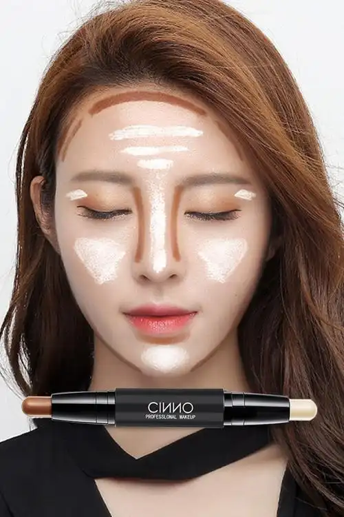 双头修容棒遮瑕阴影棒提亮棒立体防水加强侧影脸部修容笔高光棒膏