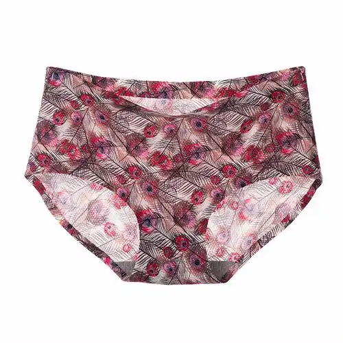 冰丝内裤低腰透气孔印花女士三角裤舒适女士大码内裤夏季无痕内裤