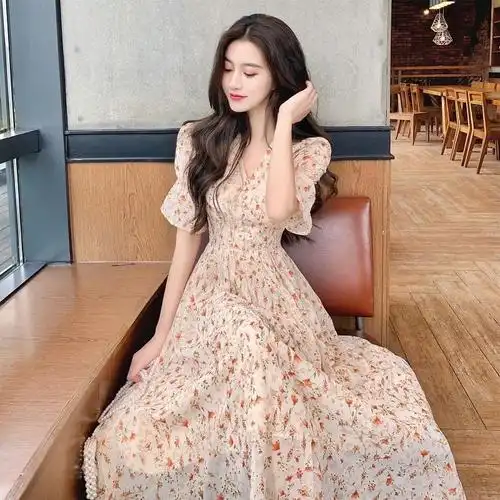 春夏微胖裙子连衣裙连衣碎花长裙mm小众女装连衣裙