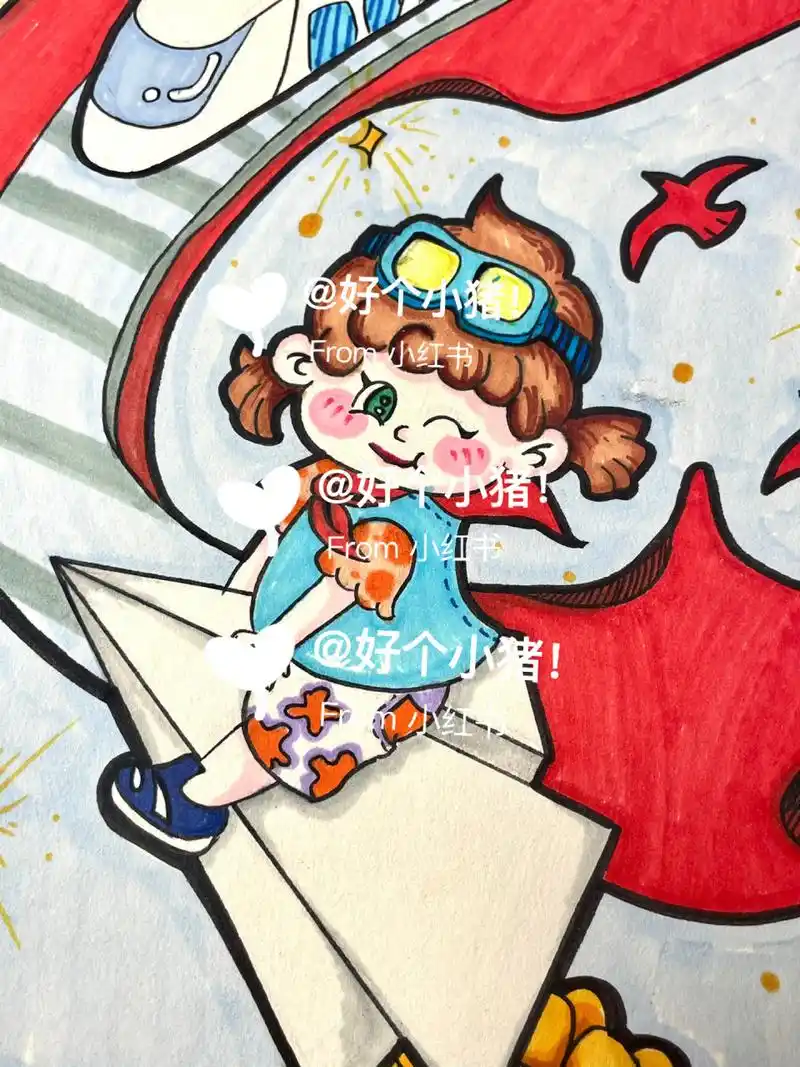 逐梦少年主题画|附线稿 《逐梦心语》 怀抱梦想,不负韶华.