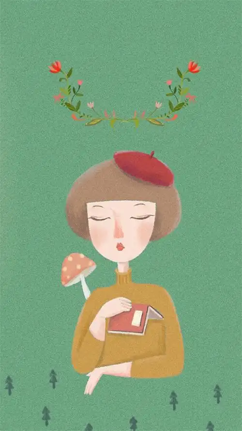 文艺女孩手绘插画iphone壁纸 手绘图片,唯美插画,艺术插画,美女手绘