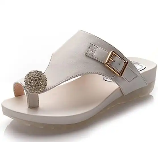 laikajlndun 韩版女士厚底夹趾坡跟女拖鞋 透气休闲松糕鞋 百搭公主人