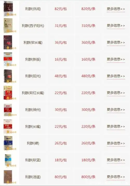 利群香烟种类及价格,利群香烟一包多少钱(产自浙江)