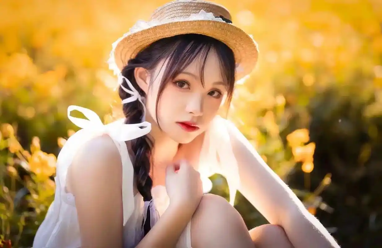 阳光 鲜花 美少女 秋天最美好的一幅画 #写真 #氛围感  - 抖音