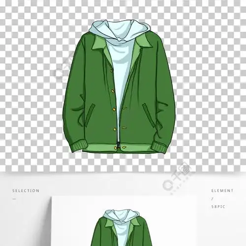 卡通动画手绘绿色卫衣衣服
