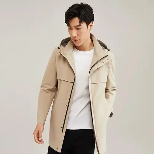 官方商务休闲连帽户外长款单风衣春季风衣男4733新款雅戈尔男士