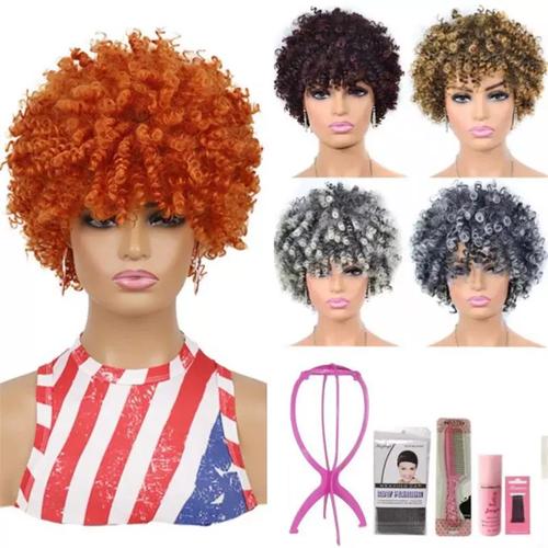 假发短真头套蓬松卷头造型发女短发卷发非洲款爆炸黑人小螺丝lose