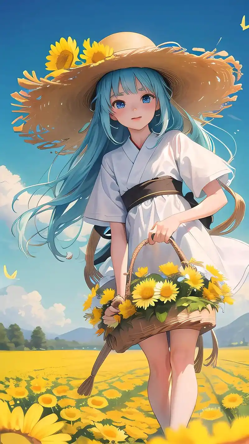 甜美女孩壁纸/头像.田野花香戴帽子的女孩#图文伙伴计划 #抖 - 抖音