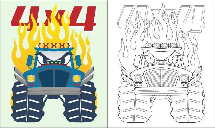 绘画大脚车简笔画