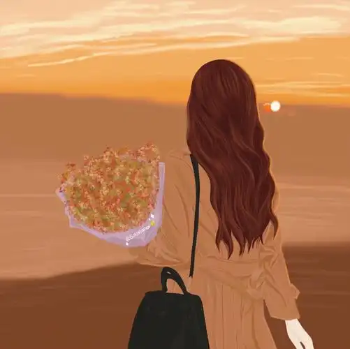 捧花风衣女生头像