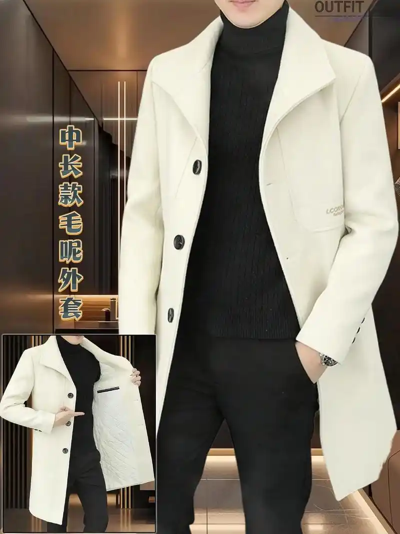 时尚中长款毛呢大衣也太帅了吧!#男士外套推荐 #品质男装   - 抖音