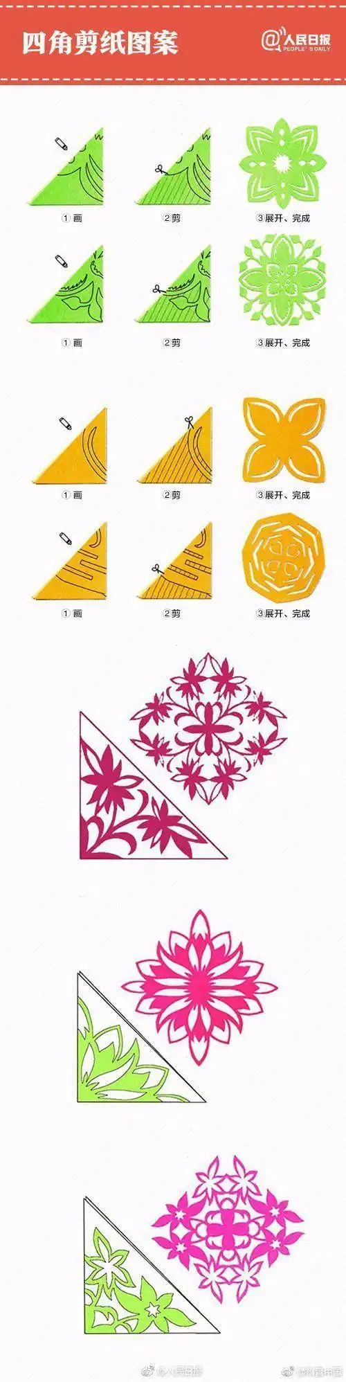 四角窗花剪纸步骤图