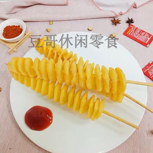 旋风薯塔油炸小吃10串黄金薯塔串原味土豆片串炸串半成品烧烤食材