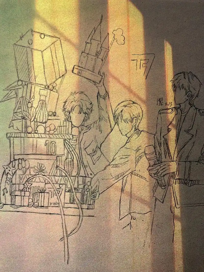 蛋糕倒了那一刻鲜活的大家.#手绘 #tfboys #最近画的 - 抖音