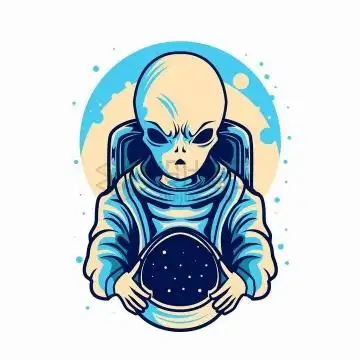 外星人摘掉了航天头盔抽象漫画插画png图片免抠矢量素材