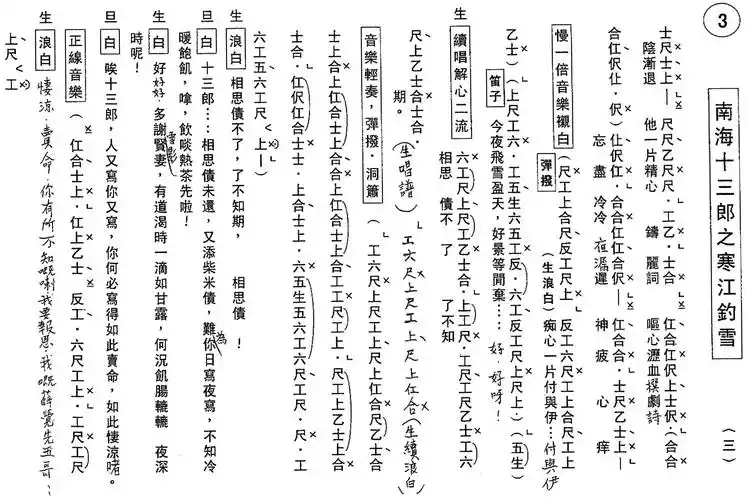 粤曲南海十三郎之寒江钓雪工尺谱