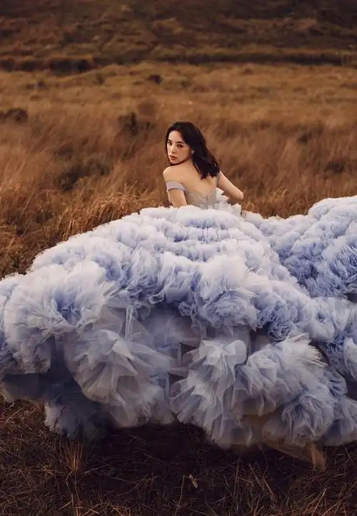 在她之前发布的照片中,谭凯琪穿着紫色长纱裙,造型高贵又优雅,对着