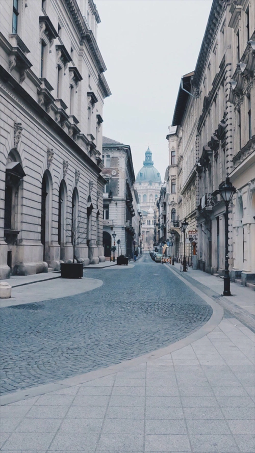 天空街道道路建筑h5背景 - 当图网