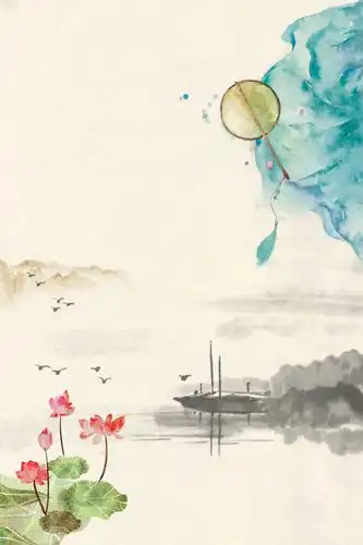 中国风水墨山水古典雅唯美背景图psd模板ai海报设计素材中式插画