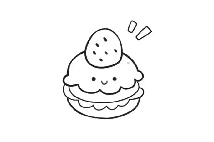 草莓马卡龙的简笔画画法步骤