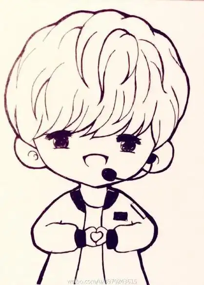 q版鹿晗简笔画全身