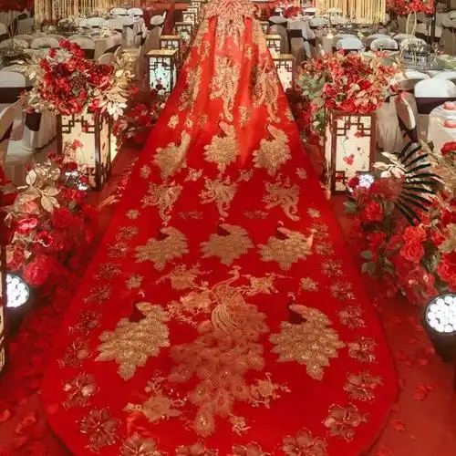 新款凤冠霞帔新娘装嫁衣皇后服古代秀禾服拖尾大披风风中式婚纱女