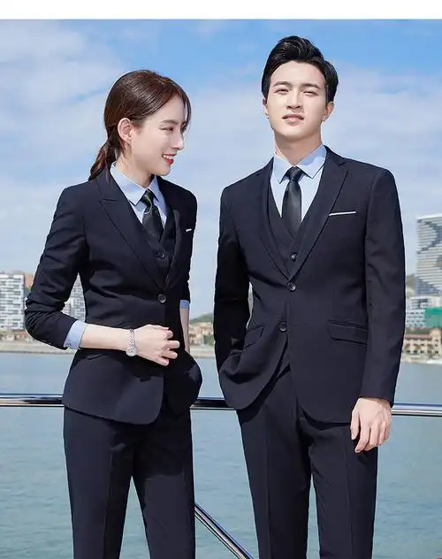 物业售楼部男士西装工作服男女同款职业套装春秋西服银行正装批发