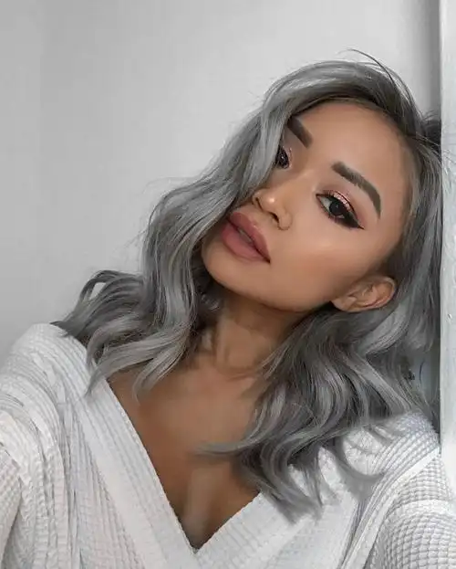 欧美潮女奶奶灰卷发,染发图片,发型图片