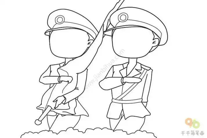 大阅兵仪式简笔画军人走路