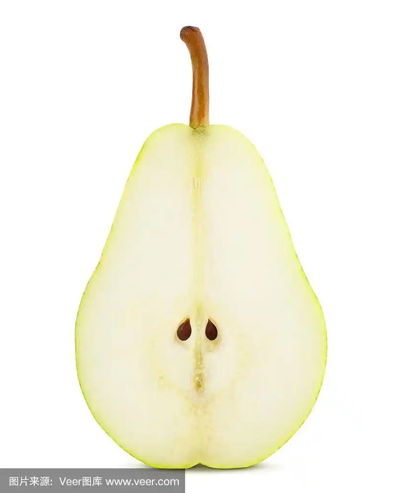 半梨,切片,孤立在白色背景,剪切路径
